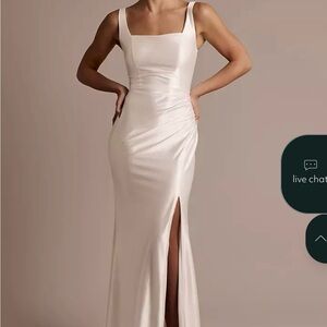 Sculpting Satin Square Neck Tank Wedding Dress Style # SDWG1216